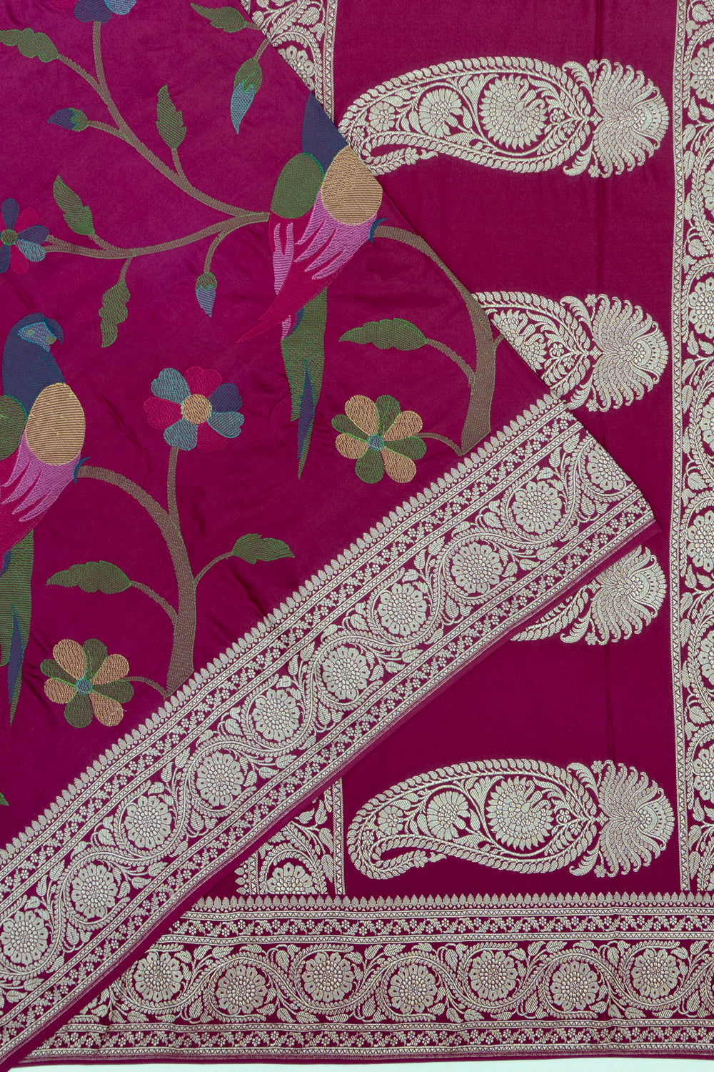 Banarasi Satin Embroidery Purple Saree