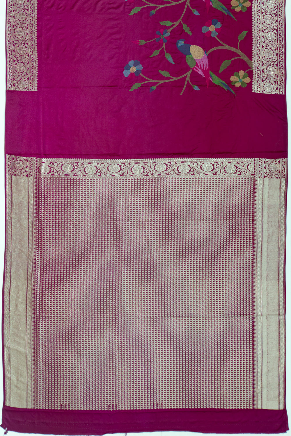 Banarasi Satin Embroidery Purple Saree
