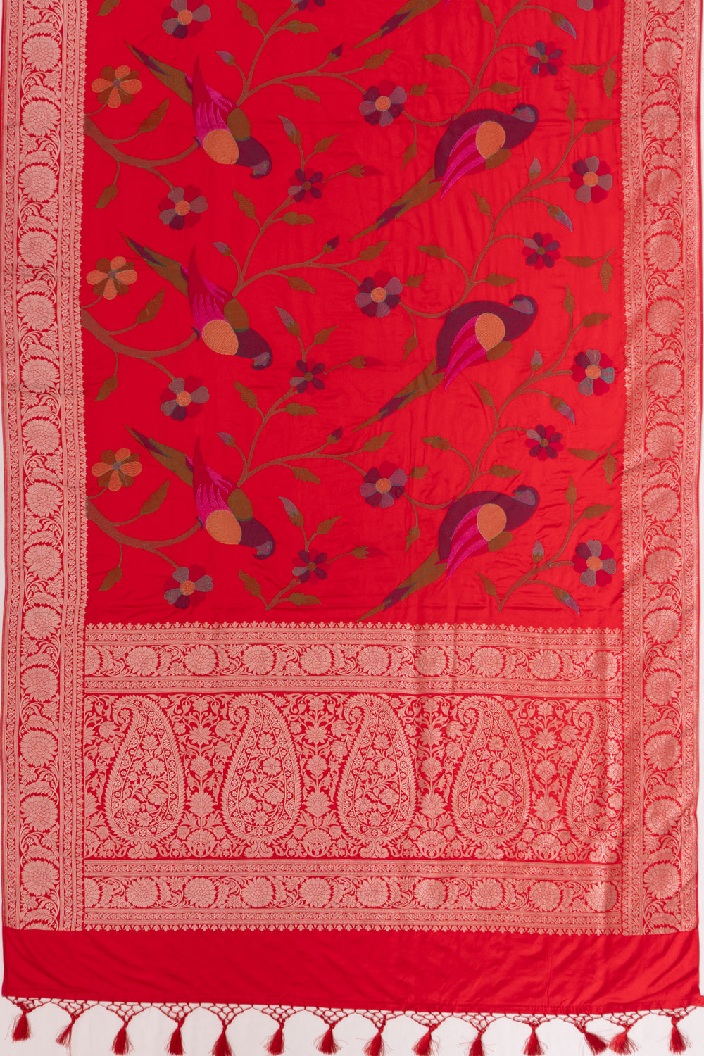 Banarasi Satin Embroidery Red Saree