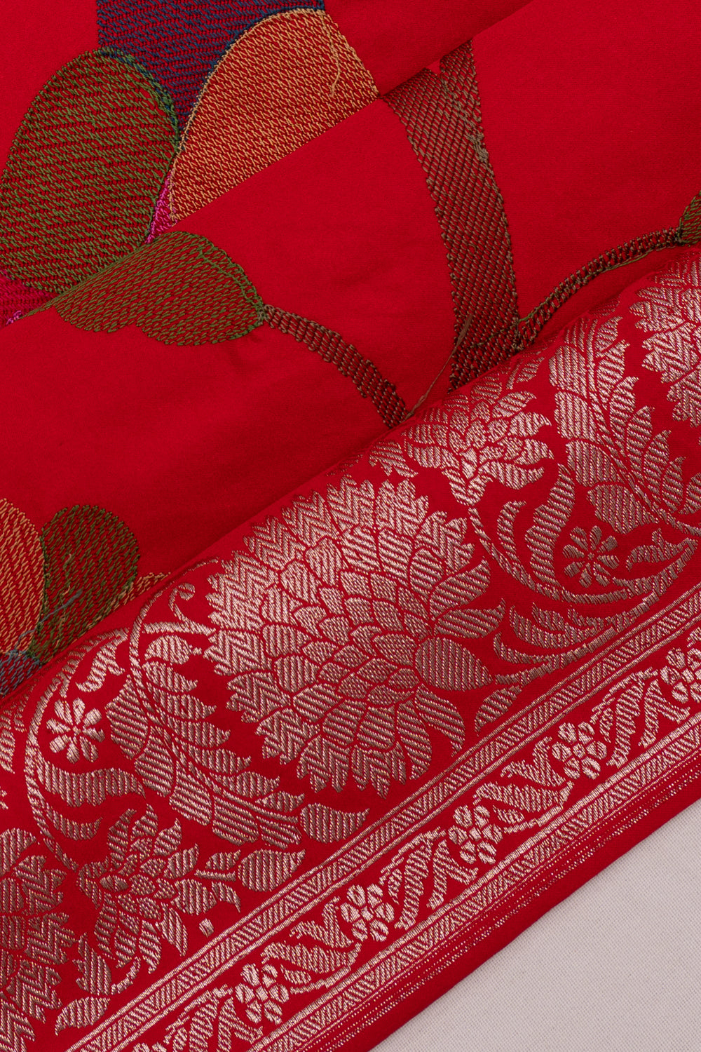 Banarasi Satin Embroidery Red Saree