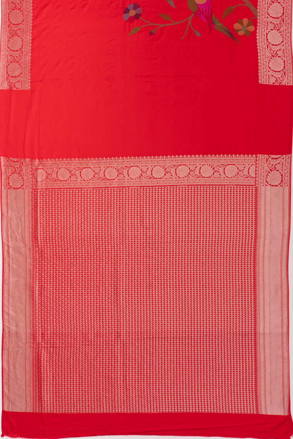 Banarasi Satin Embroidery Red Saree