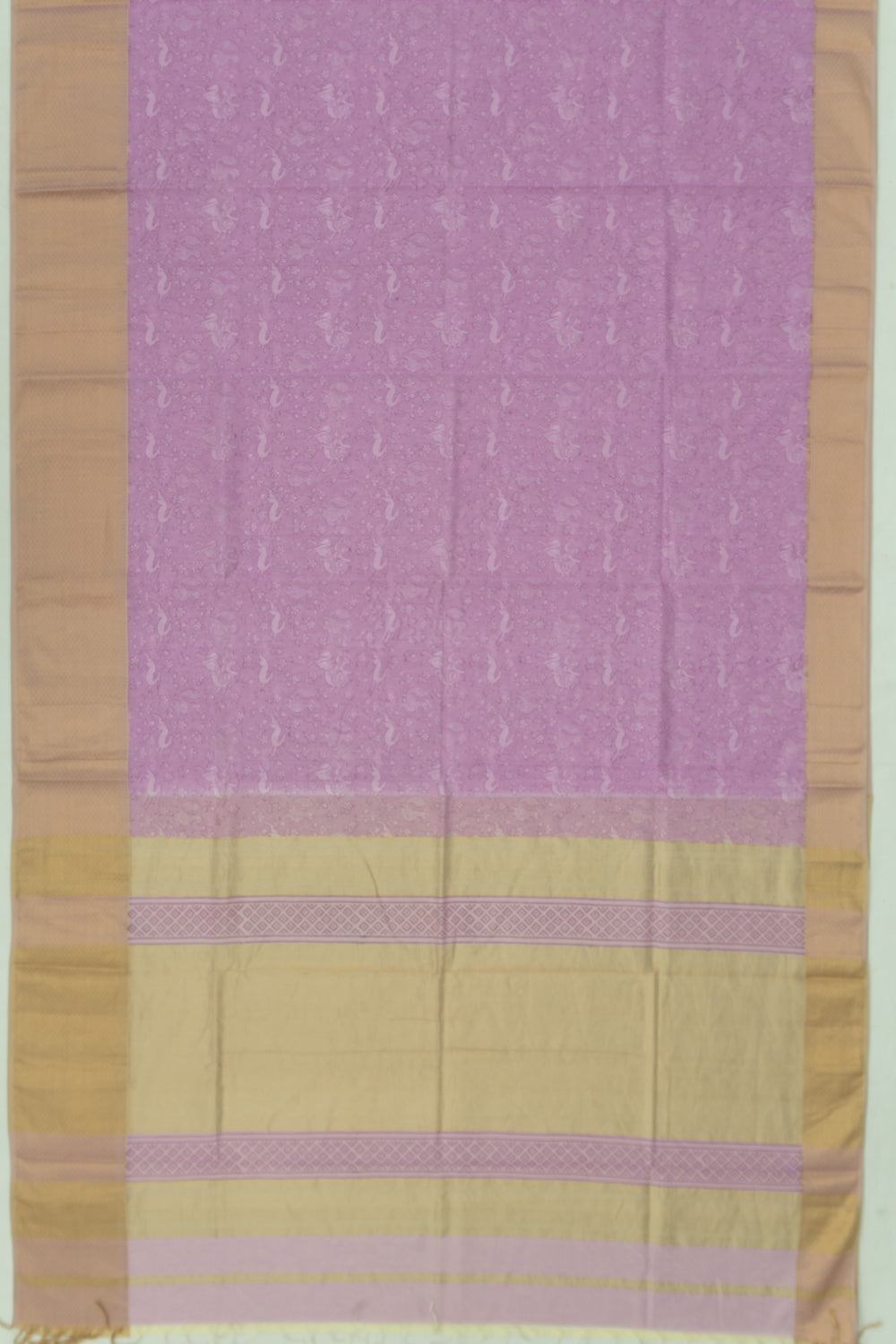 Chanderi Cotton Printed Lavender Saree
