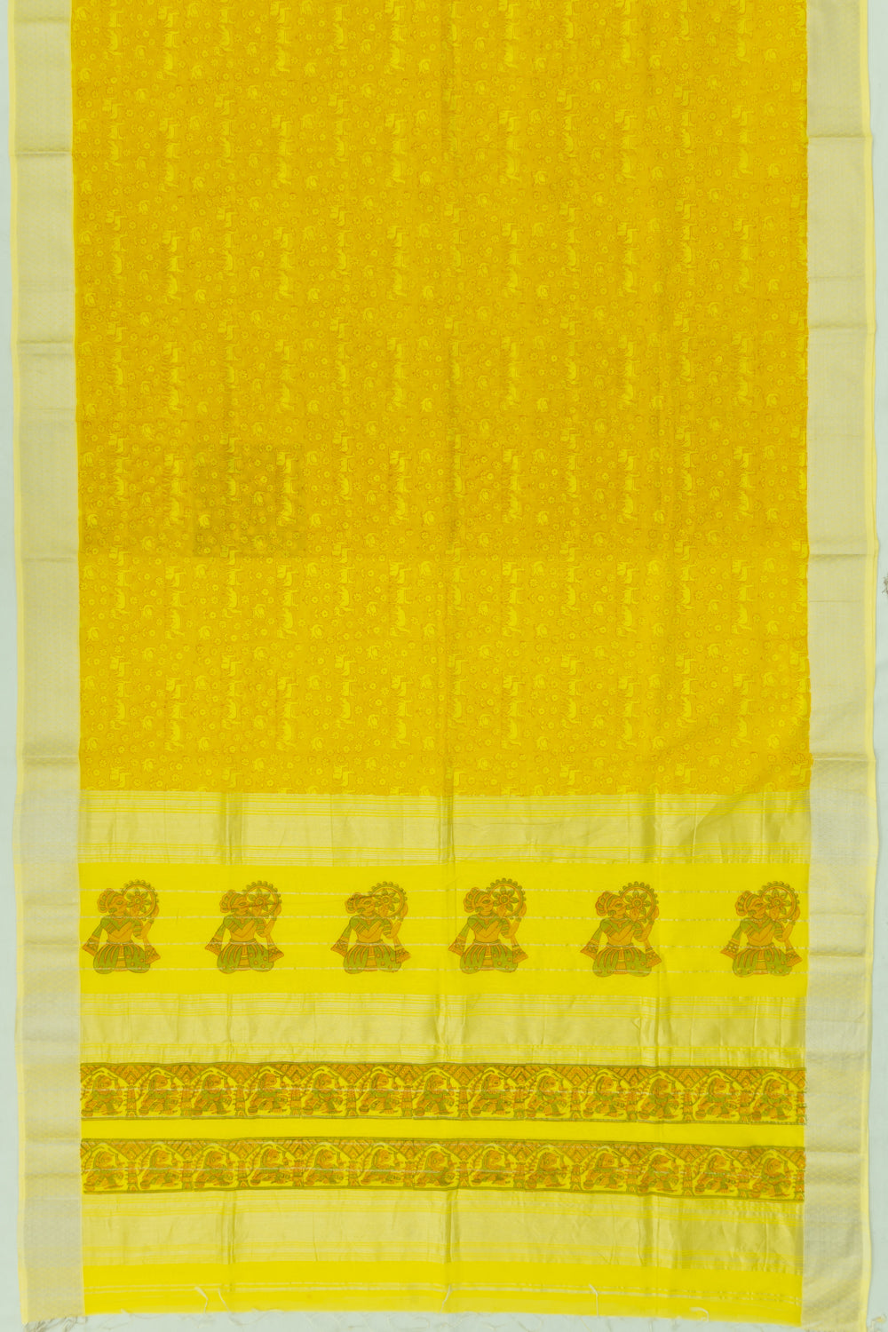 Chanderi Cotton Printed Yellow Saree