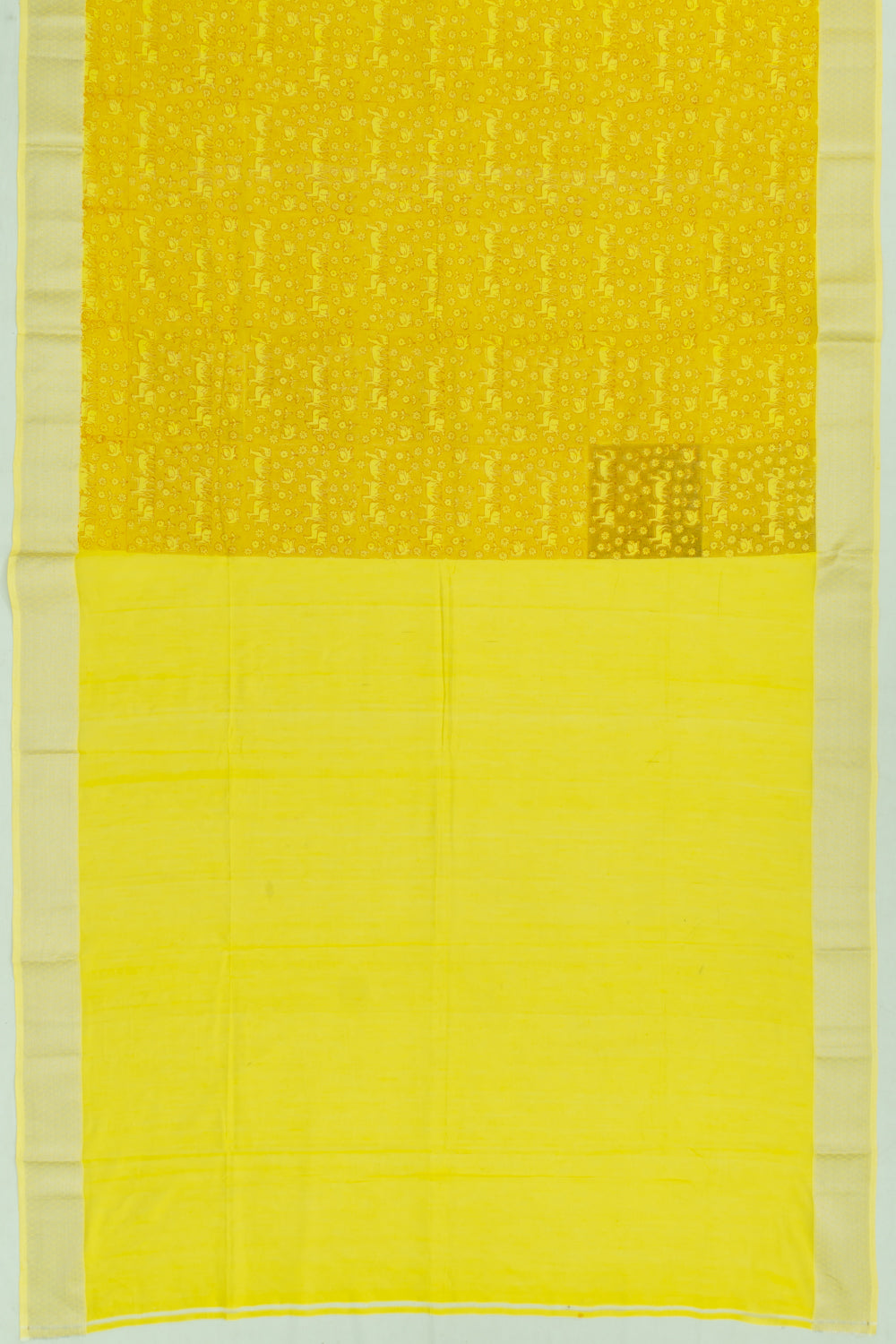 Chanderi Cotton Printed Yellow Saree