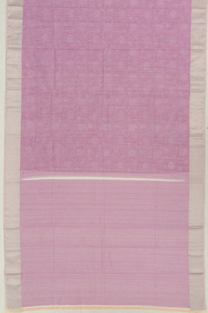 Chanderi Cotton Floral Printed Lavender Saree