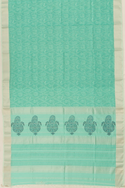 Chanderi Cotton Floral Printed Sea Green Saree