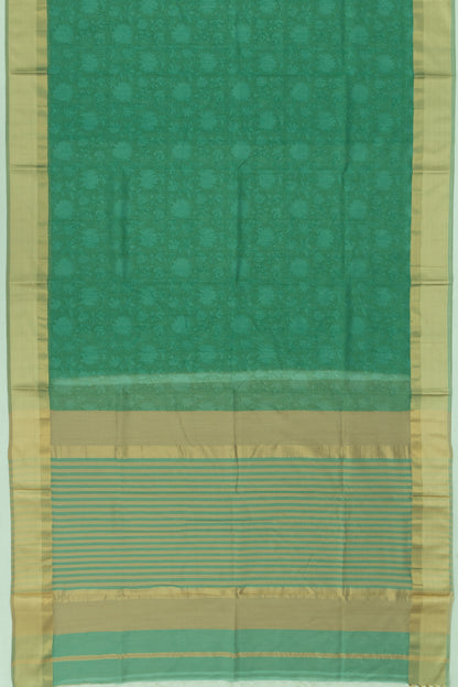 Chanderi Cotton Floral Printed Dark Green Saree