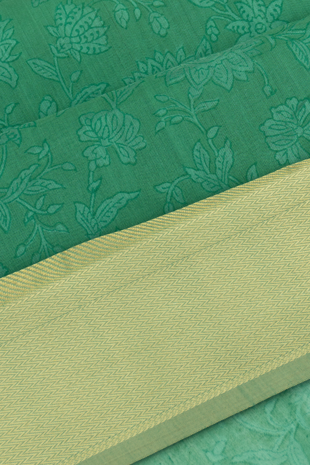 Chanderi Cotton Floral Printed Dark Green Saree