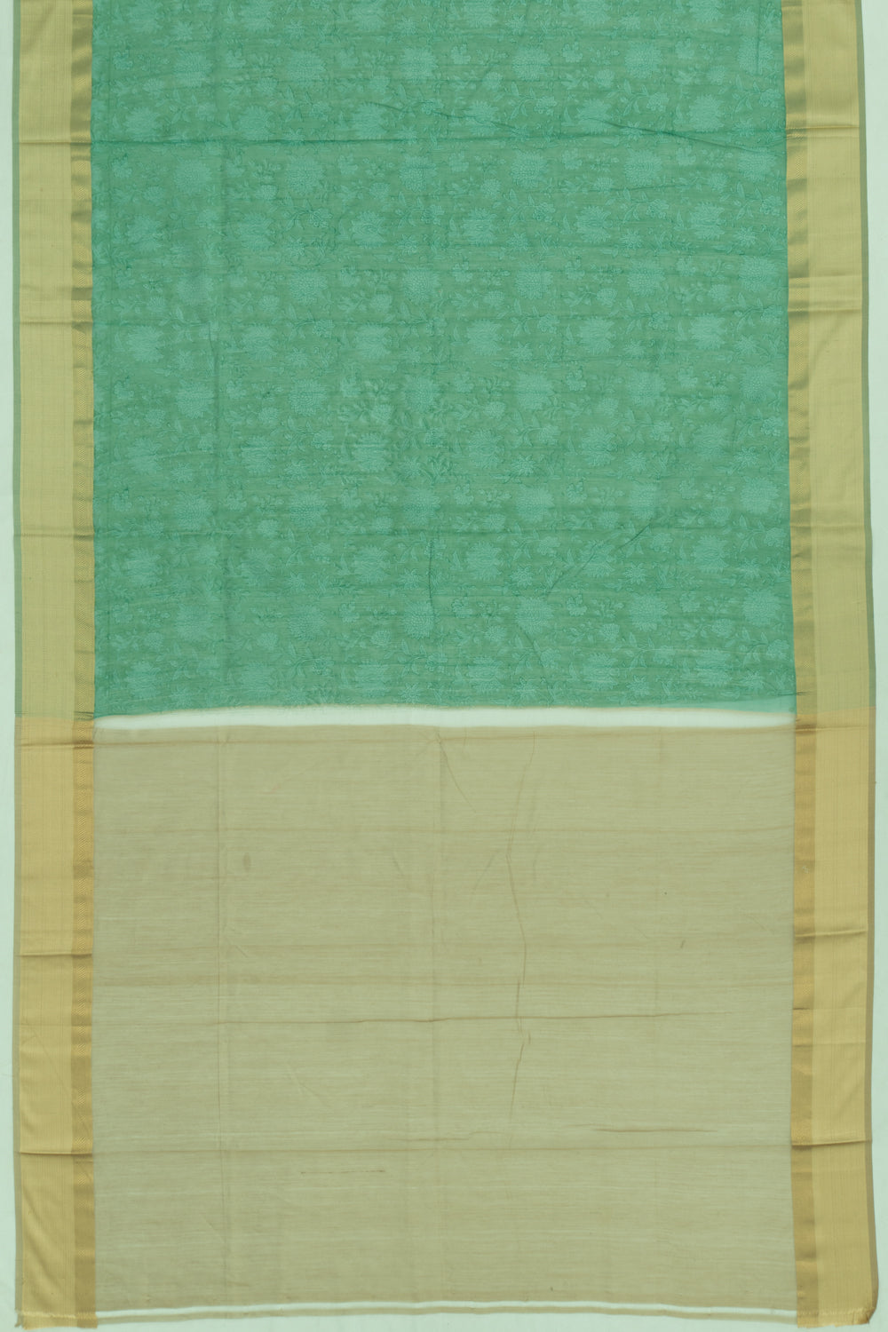 Chanderi Cotton Floral Printed Dark Green Saree