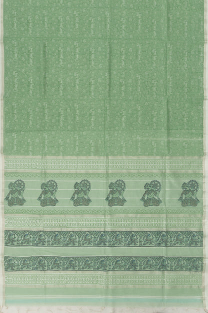Chanderi Cotton Printed Green Saree
