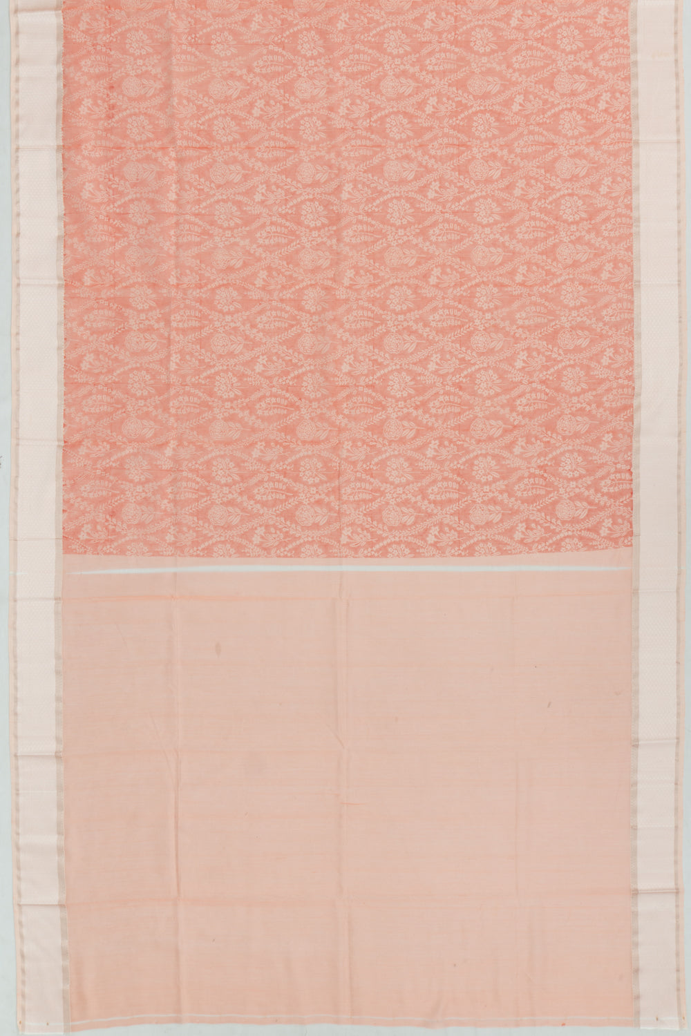 Chanderi Cotton Floral Printed Orange Saree