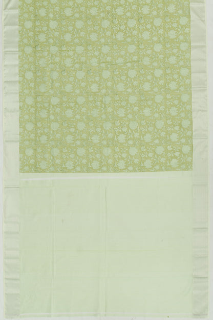 Chanderi Cotton Floral Printed Green Saree