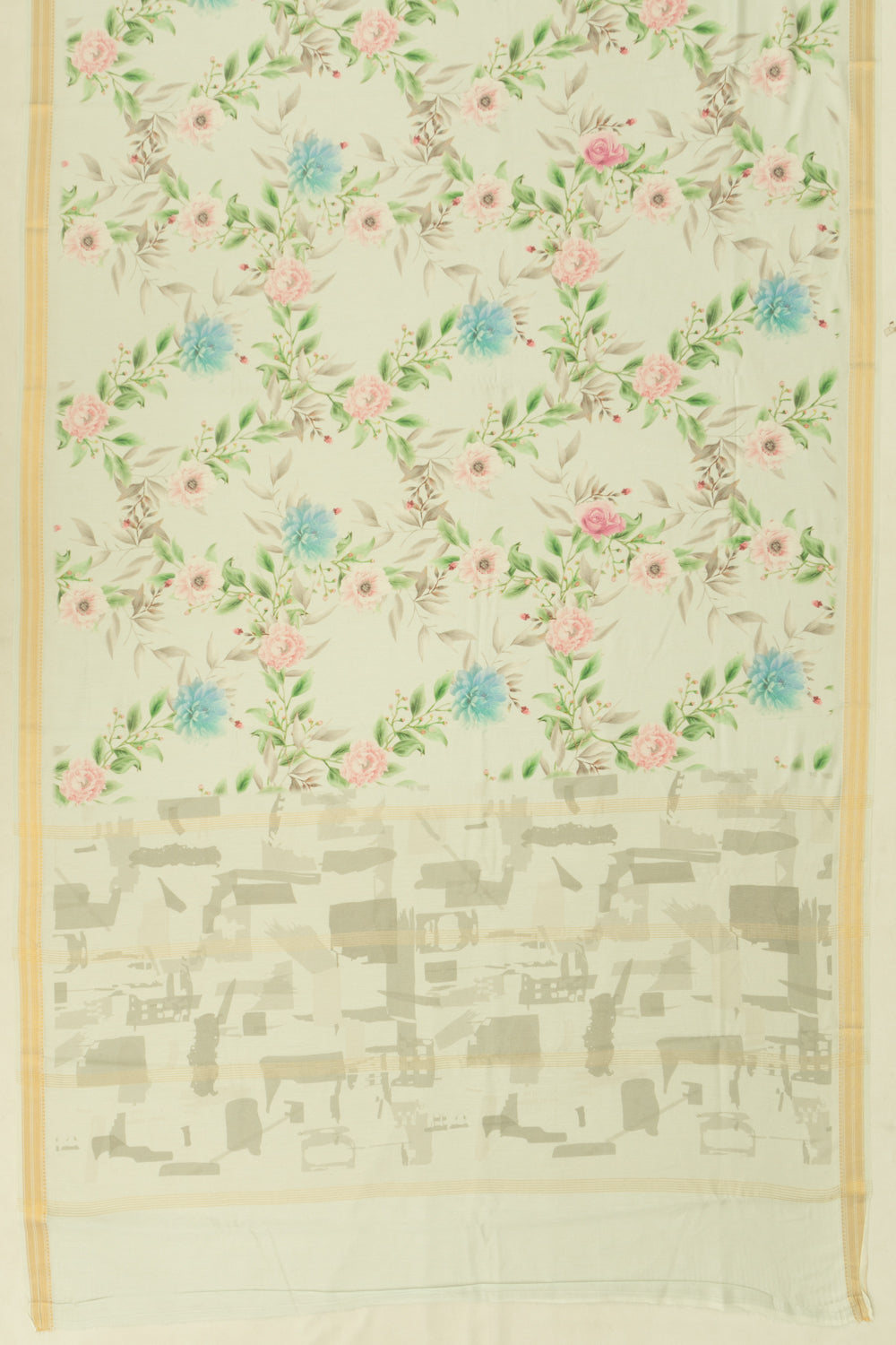 Chanderi Cotton Floral Printed Pastel Green Saree