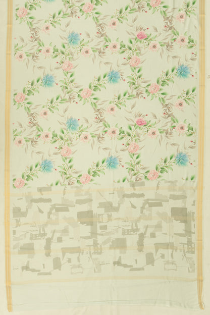 Chanderi Cotton Floral Printed Pastel Green Saree