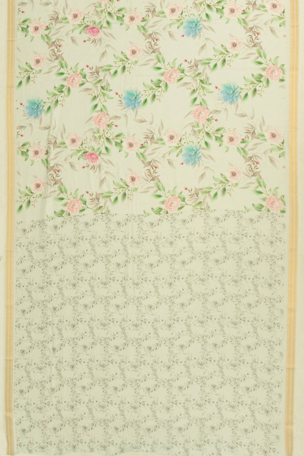 Chanderi Cotton Floral Printed Pastel Green Saree