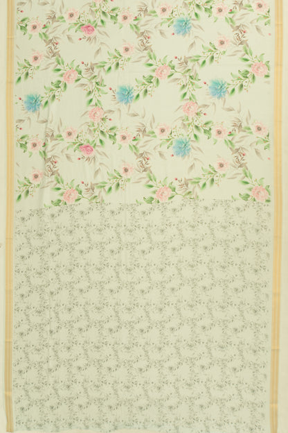 Chanderi Cotton Floral Printed Pastel Green Saree