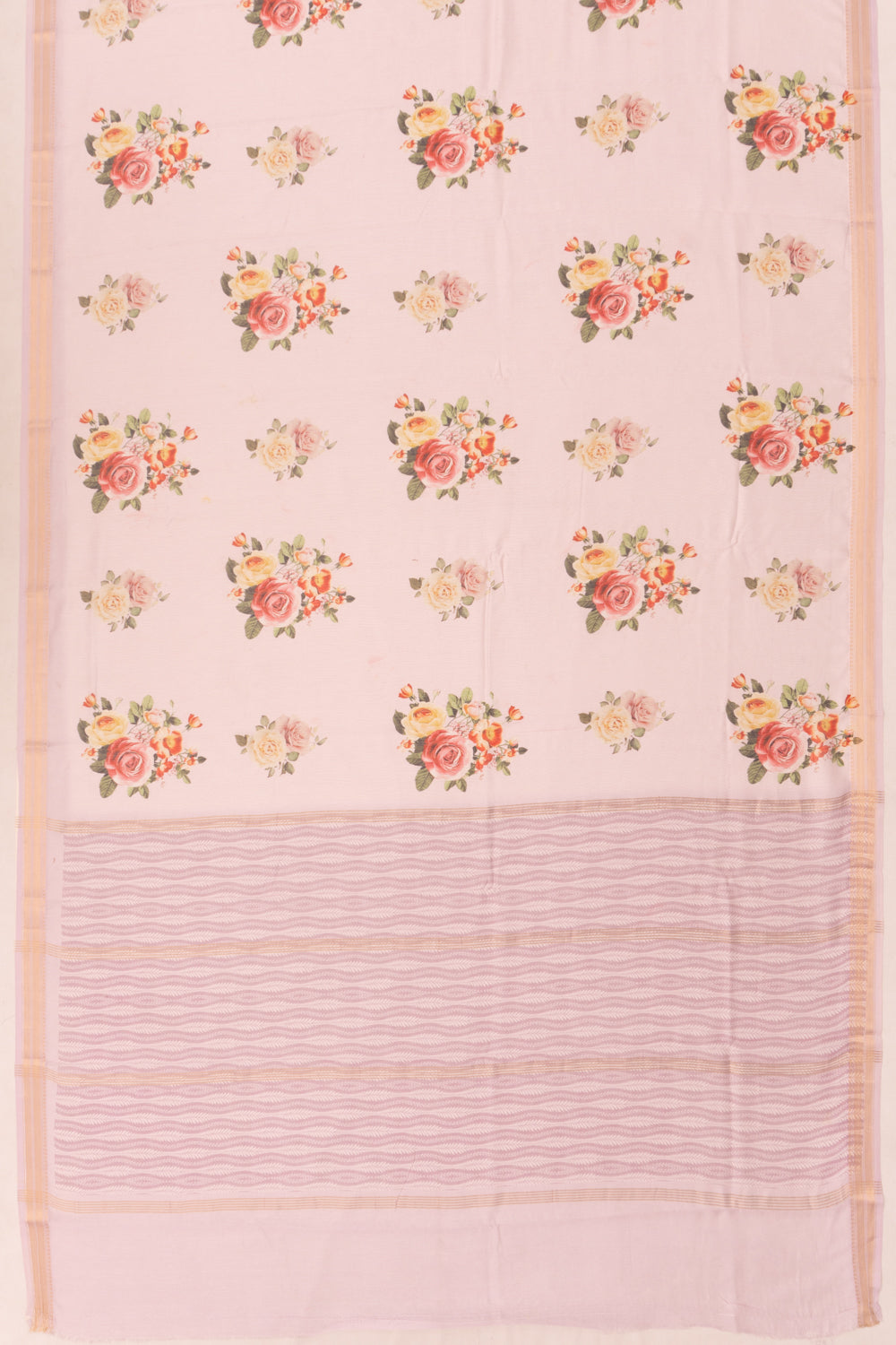 Chanderi Cotton Floral Printed Peach Saree