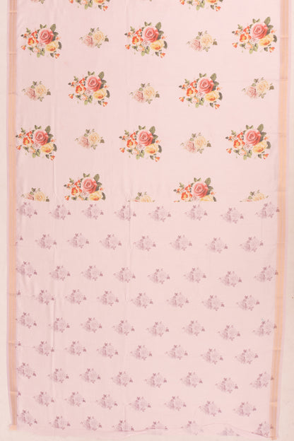 Chanderi Cotton Floral Printed Peach Saree