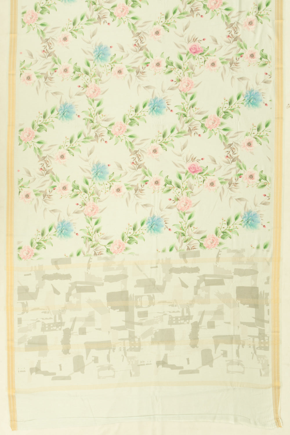 Chanderi Cotton Floral Printed Pastel Green Saree