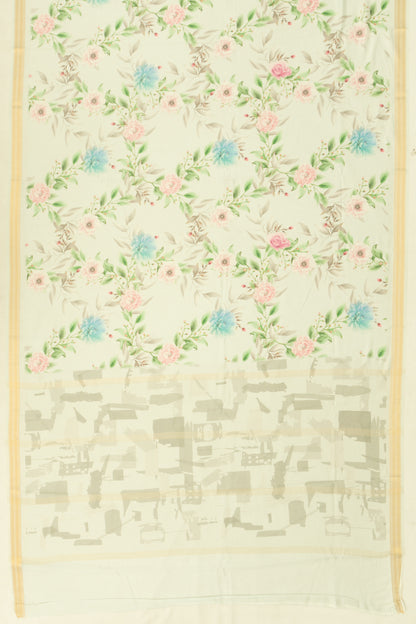 Chanderi Cotton Floral Printed Pastel Green Saree