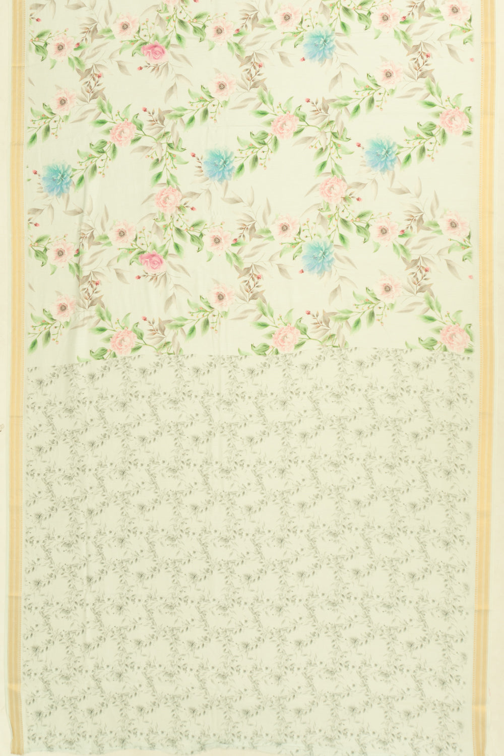 Chanderi Cotton Floral Printed Pastel Green Saree