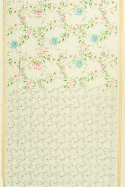 Chanderi Cotton Floral Printed Pastel Green Saree