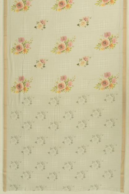 Chanderi Cotton Floral Printed Butta Sage Green Saree
