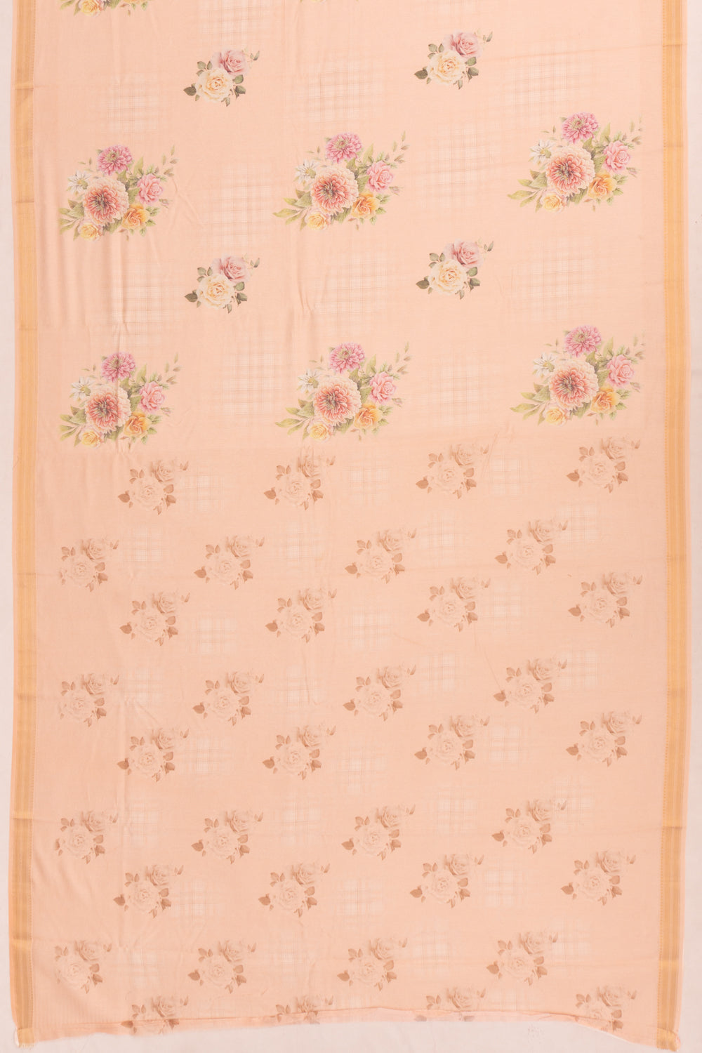 Chanderi Cotton Floral Printed Butta Pastel Orange Saree