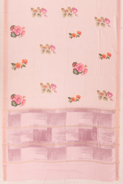 Chanderi Cotton Floral Printed Butta Peach Saree