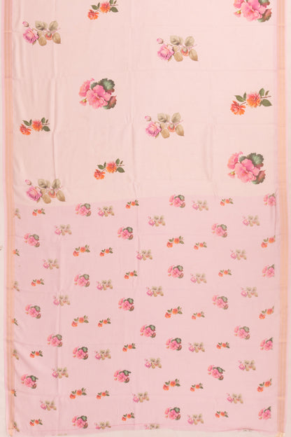 Chanderi Cotton Floral Printed Butta Peach Saree