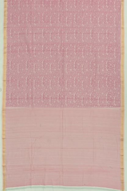 Chanderi Cotton Checks And Printed Lilac Saree