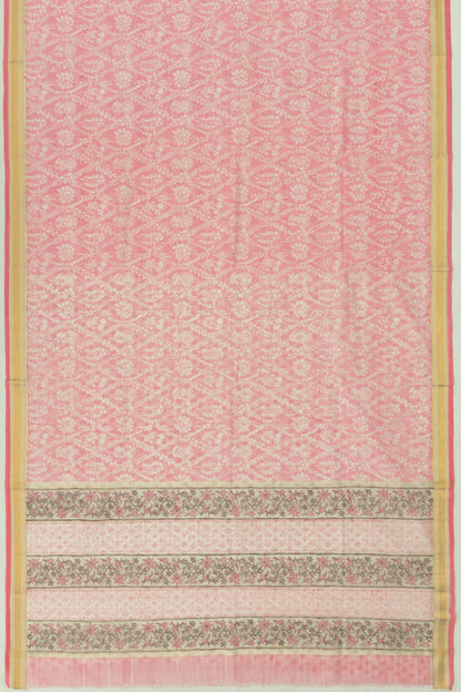 Chanderi Cotton Floral Printed Pink Saree