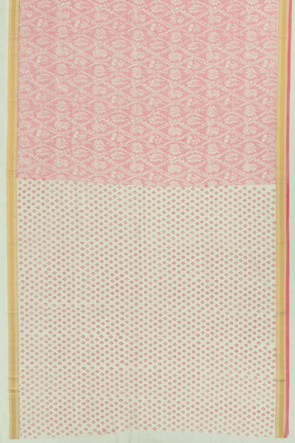 Chanderi Cotton Floral Printed Pink Saree