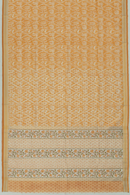 Chanderi Cotton Floral Printed Mustard Yellow Saree