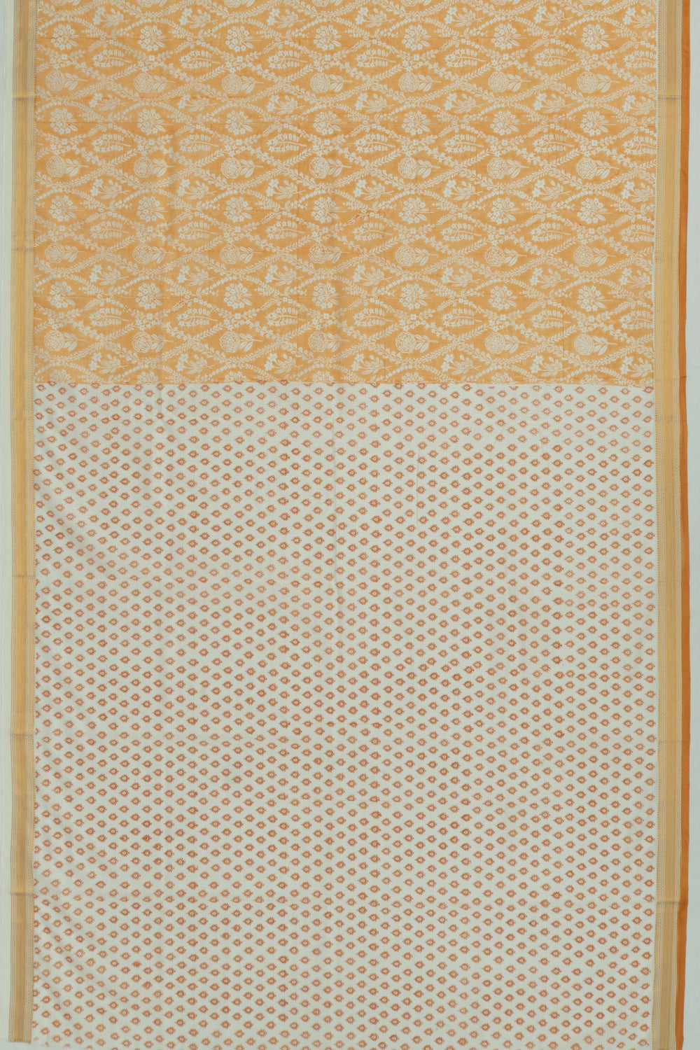 Chanderi Cotton Floral Printed Mustard Yellow Saree