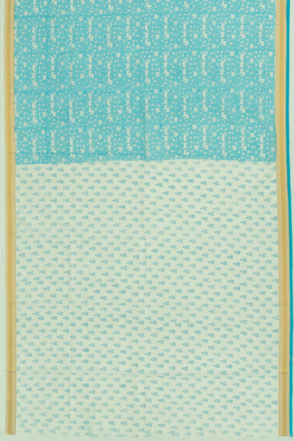 Chanderi Cotton Printed Sky Blue Saree