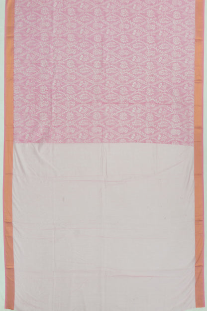 Chanderi Cotton Floral Printed Pink Saree