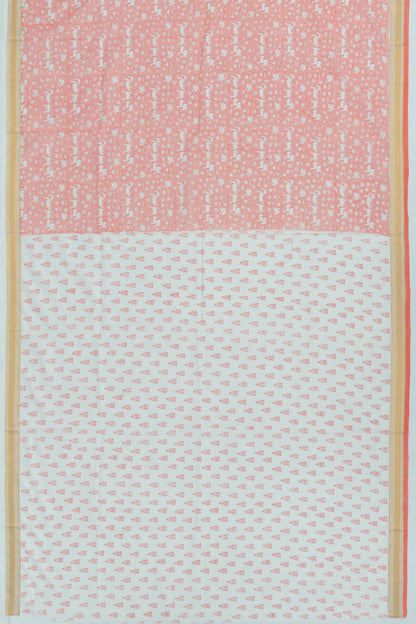 Chanderi Cotton Printed Orange Saree