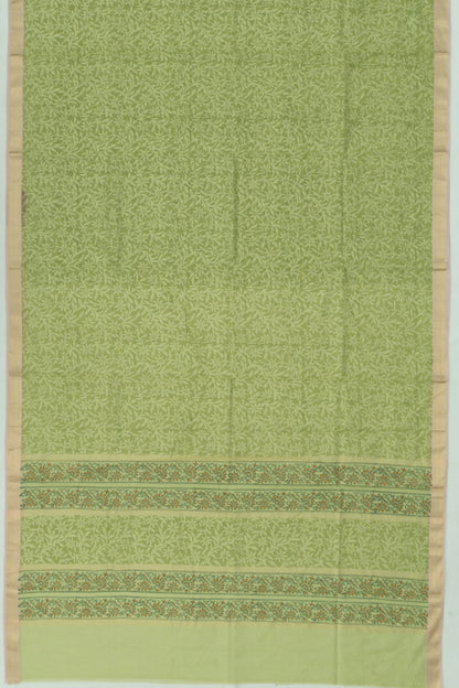 Chanderi Cotton Floral Printed Green Saree
