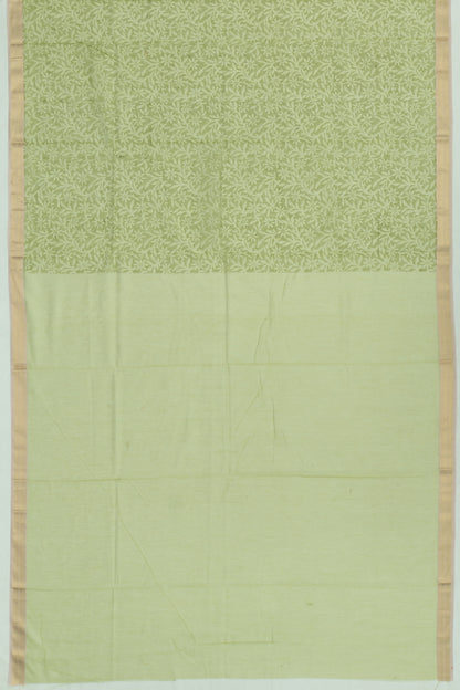 Chanderi Cotton Floral Printed Green Saree