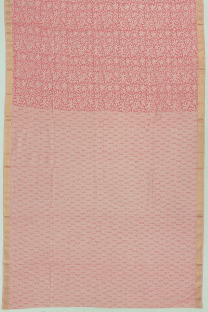 Chanderi Cotton Floral Printed Pink Saree