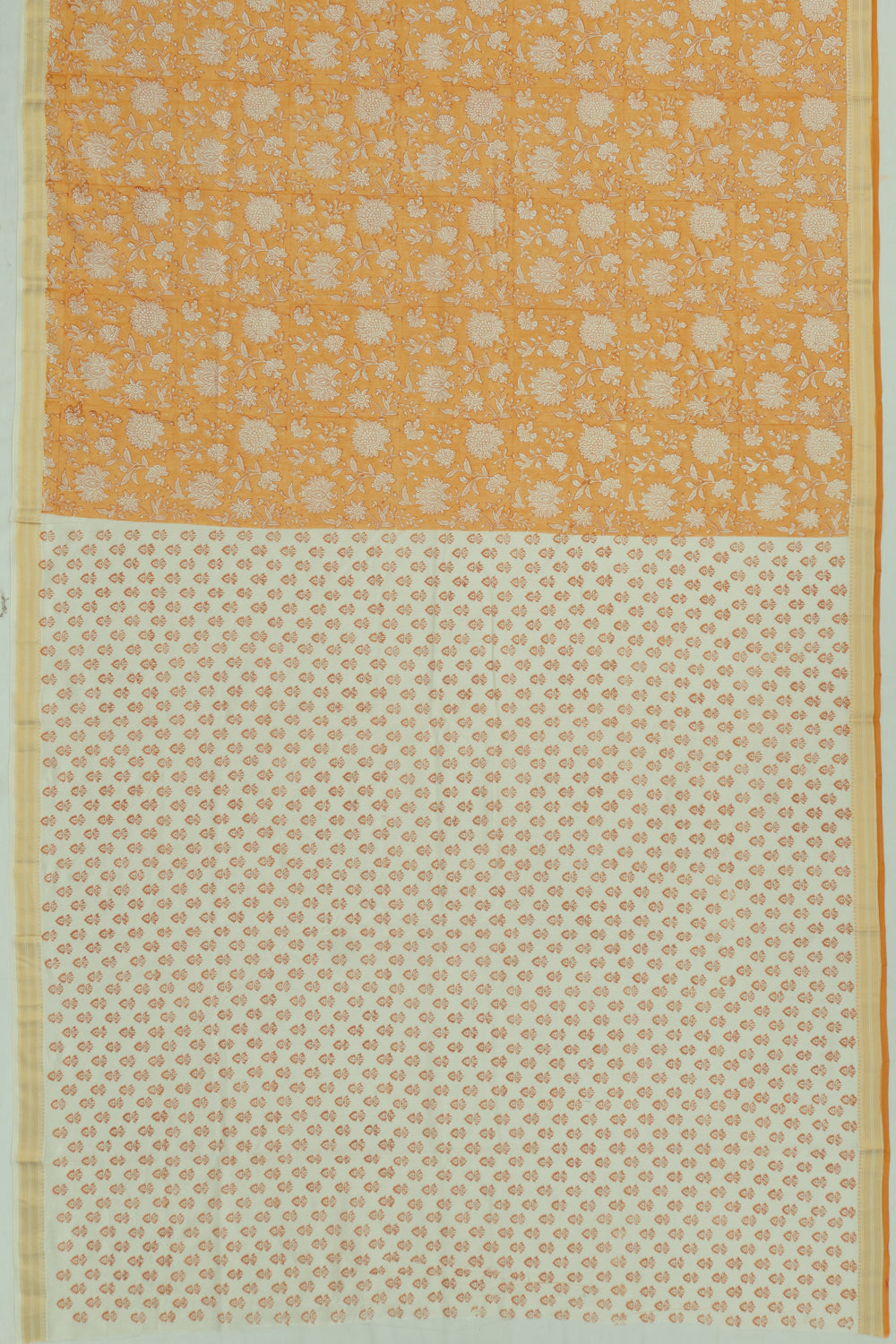 Chanderi Cotton Floral Printed Mustard Yellow Saree