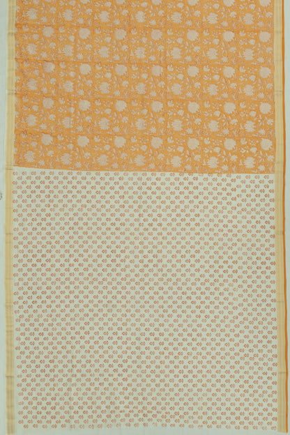 Chanderi Cotton Floral Printed Mustard Yellow Saree