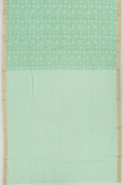 Chanderi Cotton Floral Printed Green Saree