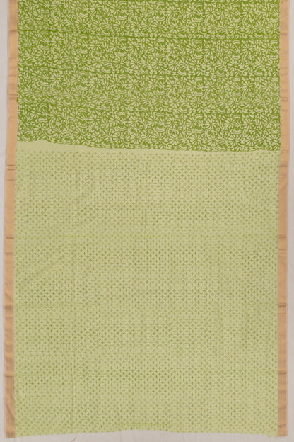 Chanderi Cotton Floral Printed Green Saree
