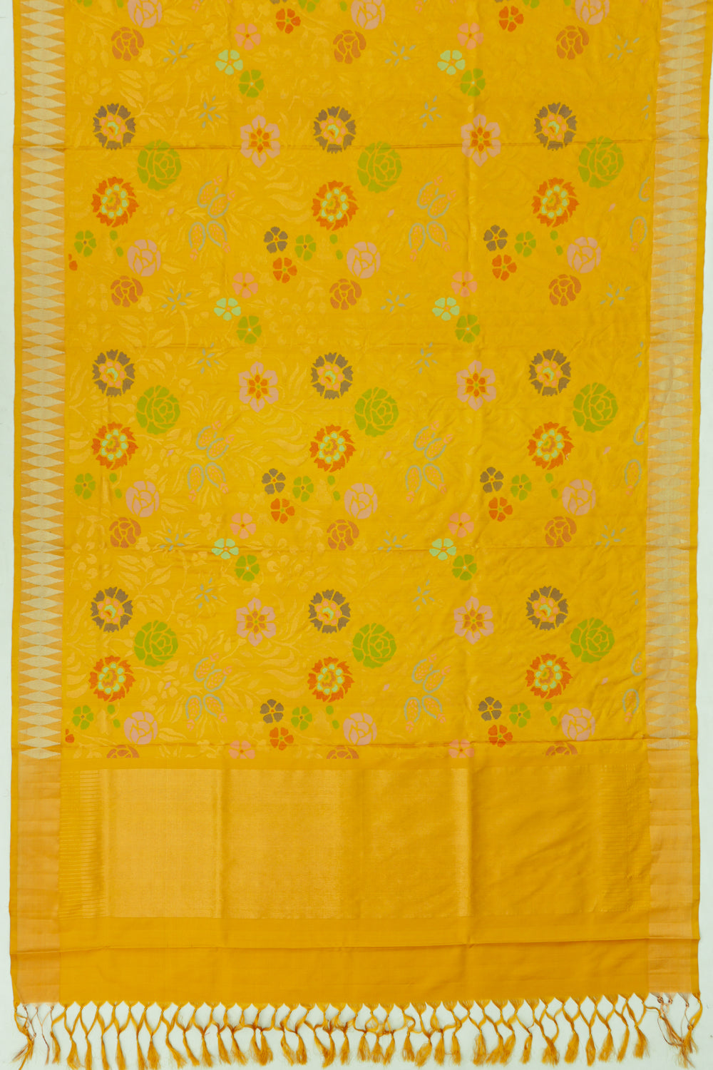 Uppada Silk All Over Jamdani Mustard Yellow Saree