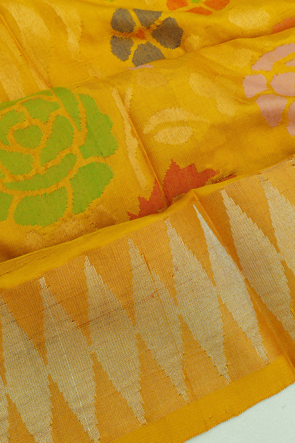 Uppada Silk All Over Jamdani Mustard Yellow Saree