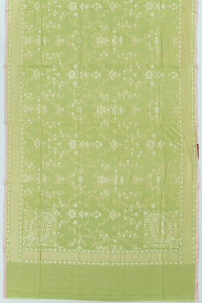 Banarasi Cotton Jaal Pastel Green Saree