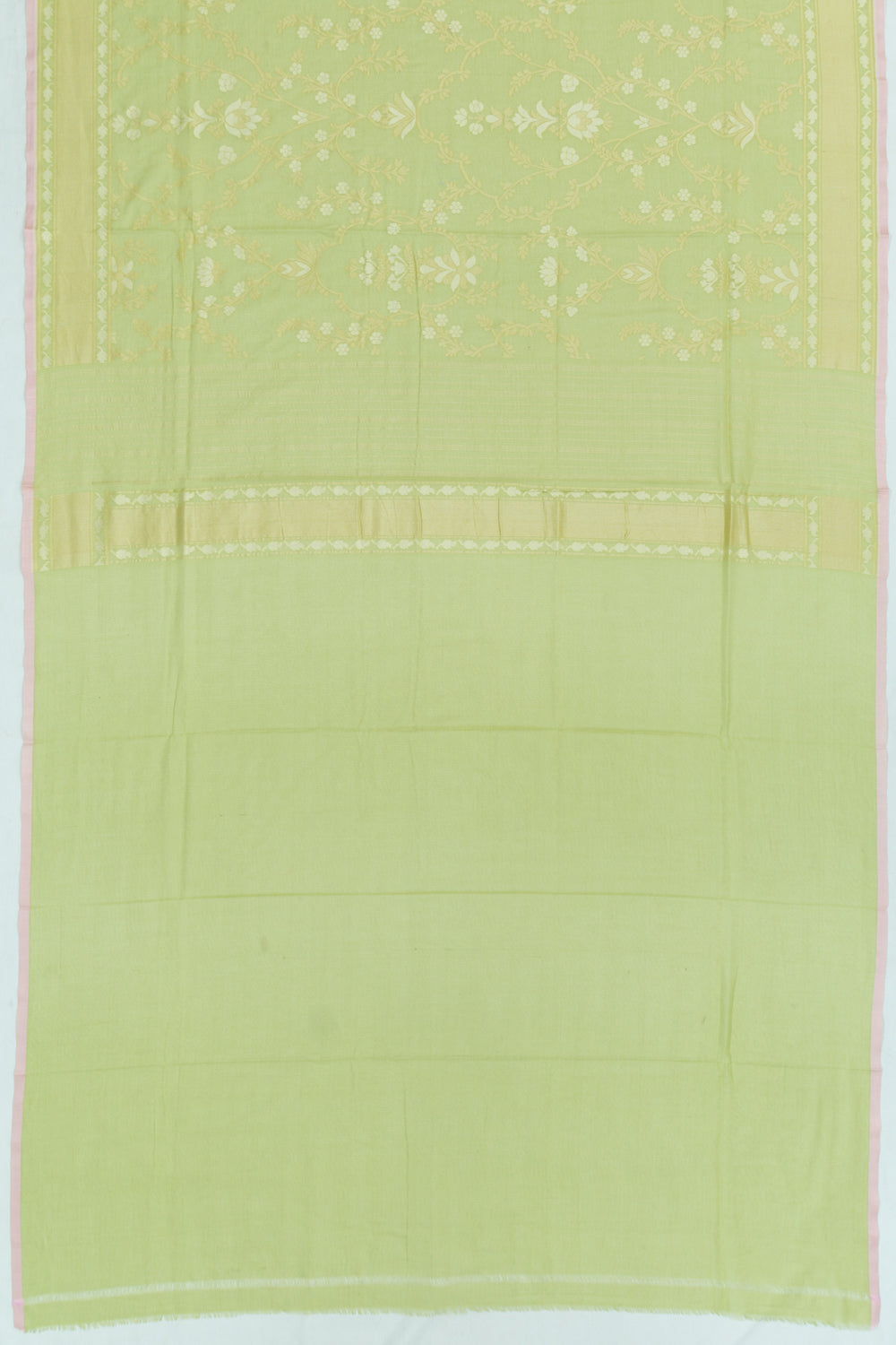 Banarasi Cotton Jaal Pastel Green Saree