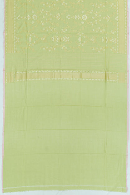 Banarasi Cotton Jaal Pastel Green Saree